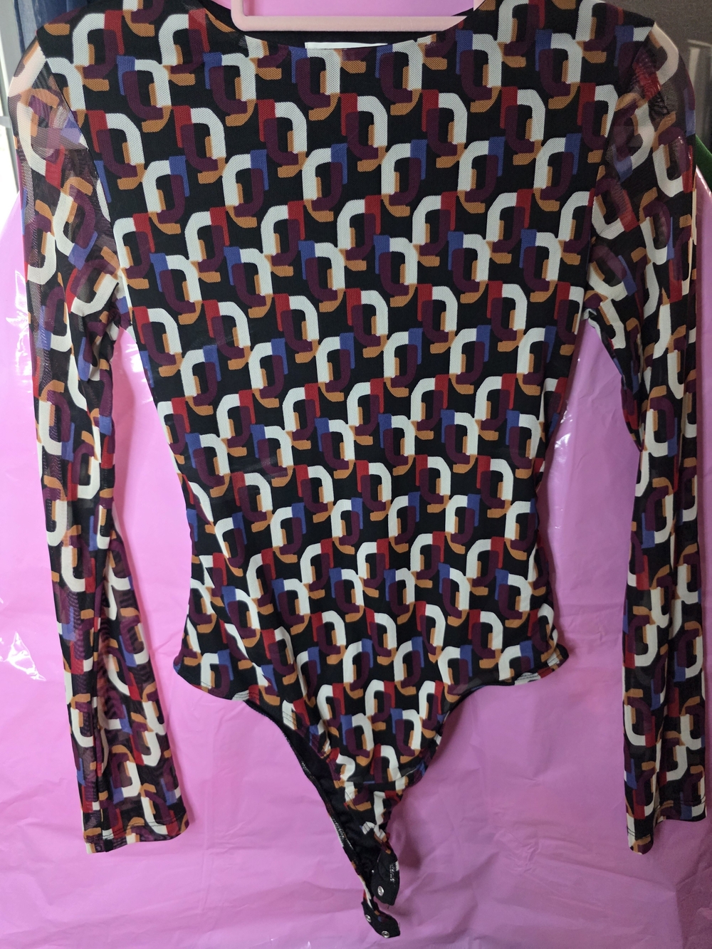 Active USA Multicolor Geometric Long Sleeve Bodysuit